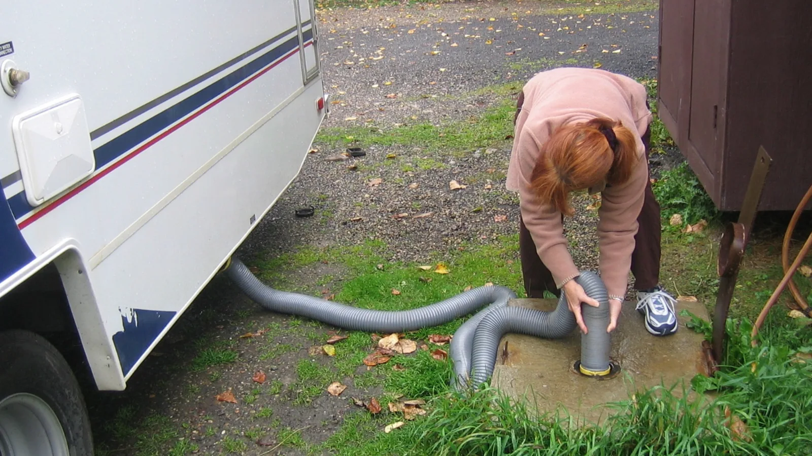 Campervan using a marked dump station