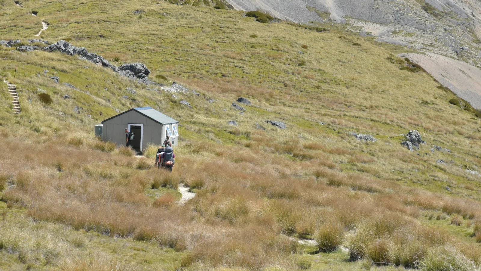 Interior of a shared DOC backcountry hut