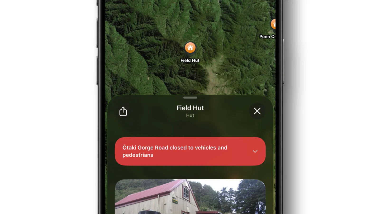 Weather and place preview in KiwiCamping